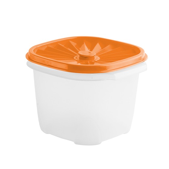 Food container-  Square Date Container 1.1lt  (37oz) (BPA free) Orange lid